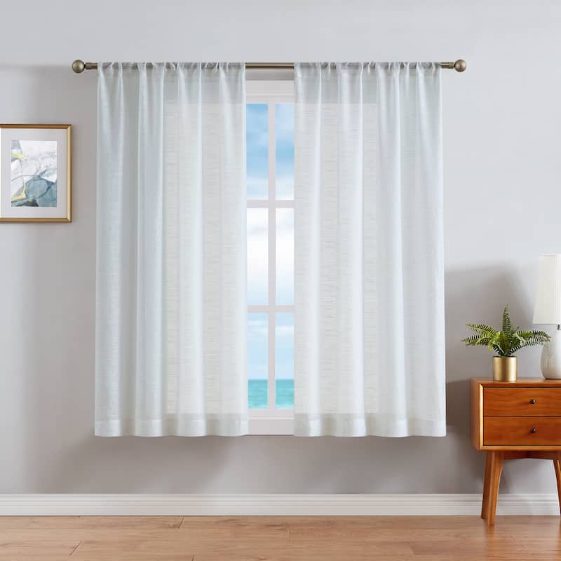 Nautica Erasmus Sheer Rod Pocket Window Curtain Panel Pair