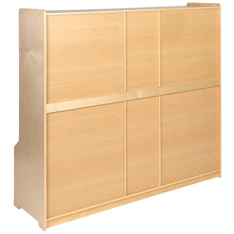 Wood School Coat Locker with Bench, Cubbies and Storage Organizer Hook - 48"W x 13.375" - 15"D x 48"H