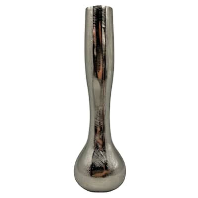 16 Inch Tall Decorative Handmade Aluminum Long Round Flower Vase