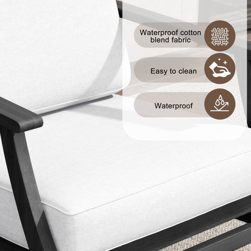 Teak Outdoor Bistro Set with Weather-Resistant Cushions (3-Piece Set)