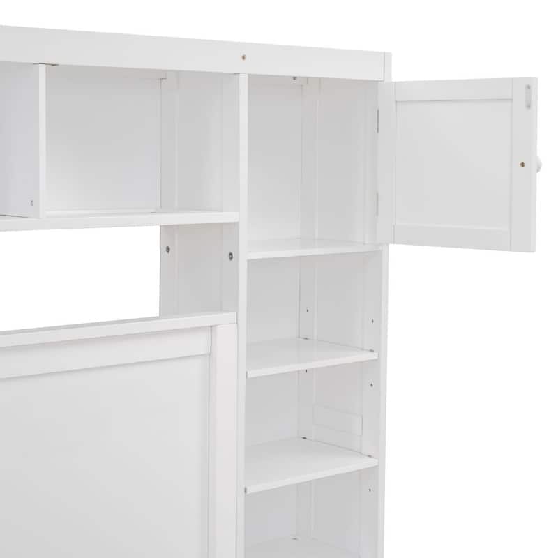 Queen Size Wooden Bed With All-in-One Cabinet, Shelf and Sockets
