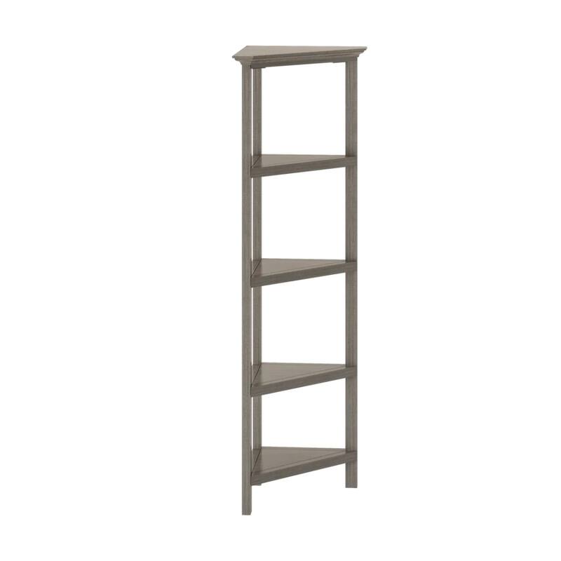Solid Wood Corner Bookcase for Living Room and 5-Shelf Vertical Unit - 15.25” D x 26.5” W x 60” H