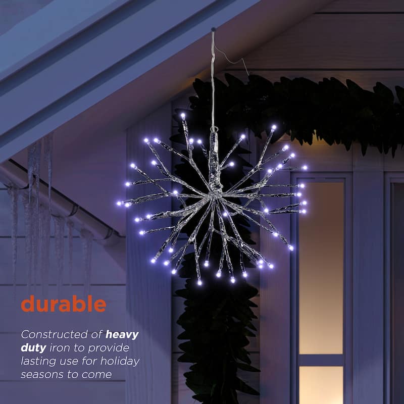 Alpine Corporation 10"H Indoor Christmas Snowflake Ornament with LED Lights