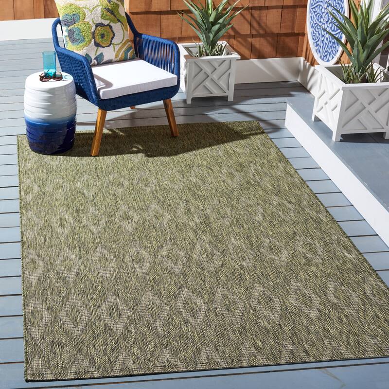 SAFAVIEH Courtyard Marolyn Indoor/ Outdoor Waterproof Patio Backyard Rug - 6'7" x 6'7" Square - Olive