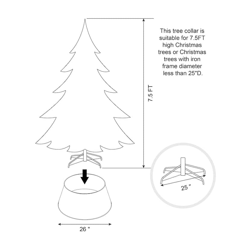 Glitzhome 26"D/22"D Hammer-harden Textured Metal Christmas Tree Collars