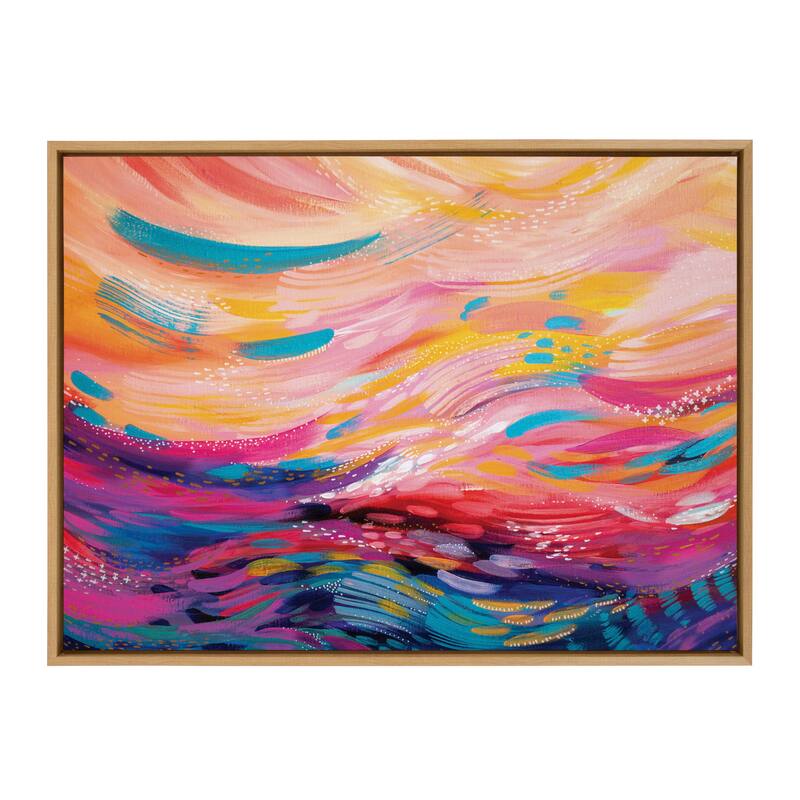 Kate and Laurel Sylvie Brush Strokes 90 Framed Canvas by Jessi Raulet - 28x38 - Plastic - Natural