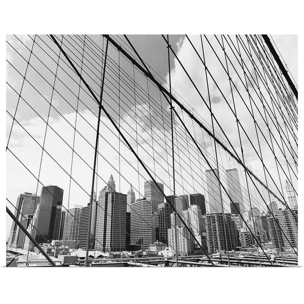 "View of New York from Brooklyn Bridge, USA" Poster Print