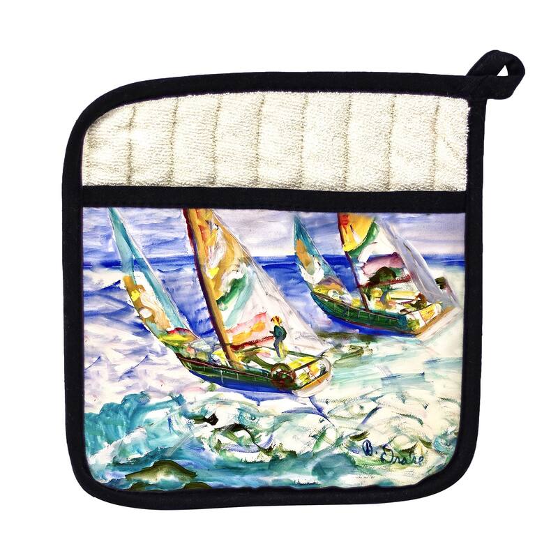 Sailboats Tacking Pot Holder - 9x9