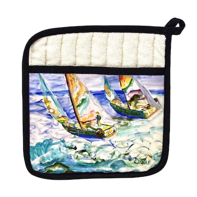 Sailboats Tacking Pot Holder - 9x9