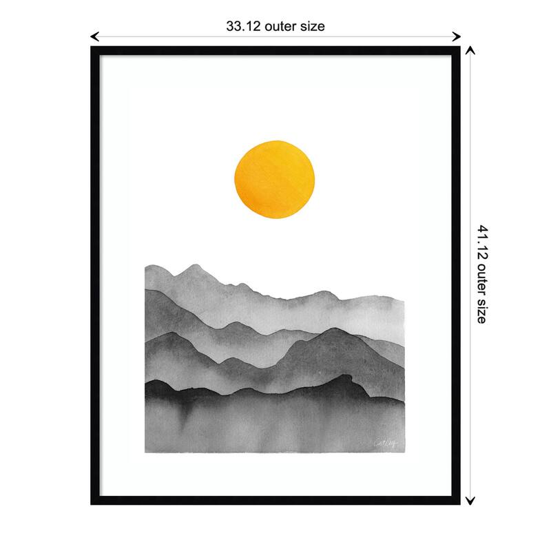Black Yellow Mountain Range Silhouette by Cat Coq Framed Wall Art Print
