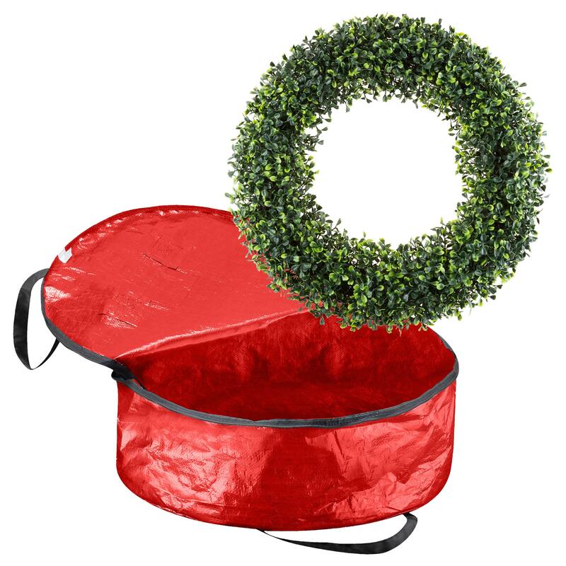 Artificial Boxwood Wreath and Storage Bag Set by Pure Garden