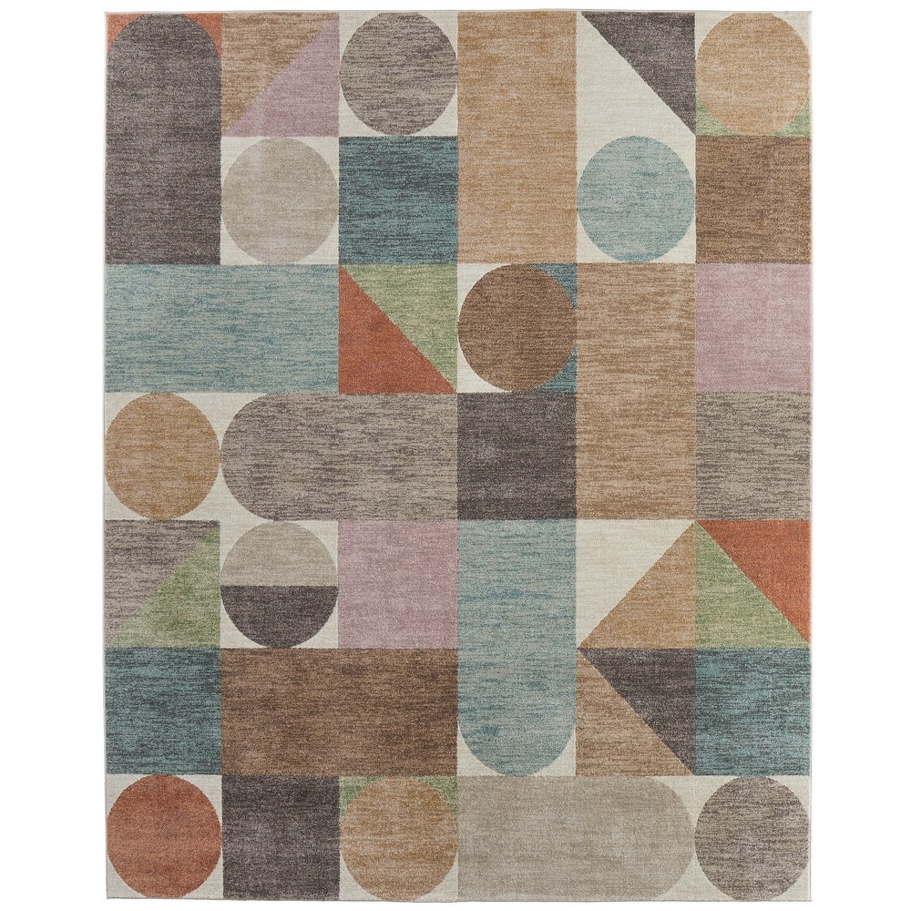Grand Bazaar Sparkman Machine Made Color Block Modern Area Rug