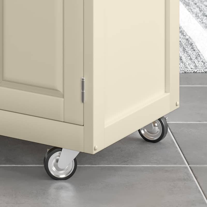 Copper Grove Puff Island White Finish with Stainless Steel Top Kitchen Cart