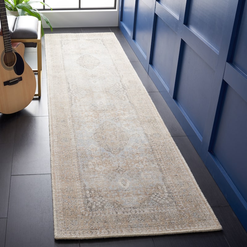 SAFAVIEH Handmade Restoration Vintage Raita Wool & Viscose Wool - 2' 3" x 11' - Beige/Sand