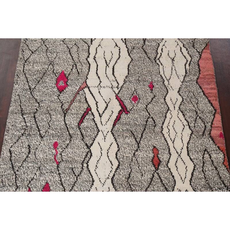 Abstract Modern Moroccan Oriental Area Rug Hand-knotted Wool Carpet - 5'11" x 10'7"