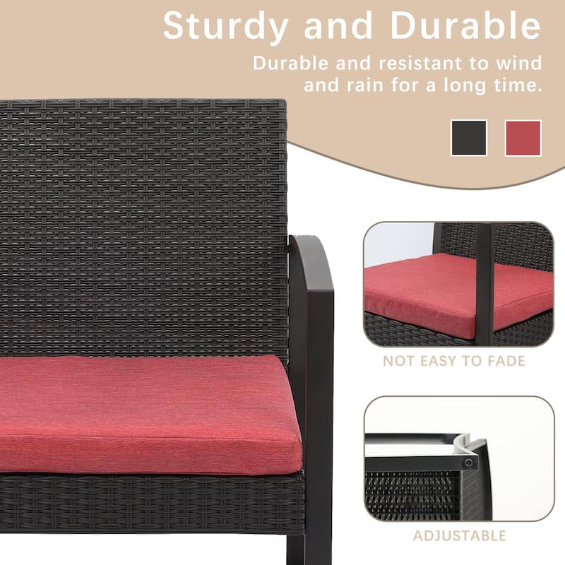 Aoodor 3-Piece Patio Furniture Set - Outdoor Rattan Wicker Chairs with Table, Sofa Set Including Cushions - N/A