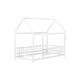 preview thumbnail 8 of 39, Twin Floor Bed with House Roof Frame, Safety Guardrails, and Fence Design