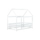 preview thumbnail 8 of 127, Wood Toddler House Bed with Roof Frame and Safety Guardrails Montessori Floor Bed without Slats No Door Houseshaped Platform Bed