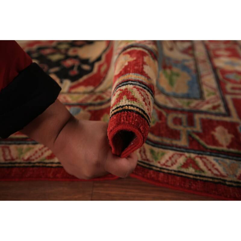 Black Vegetable Dye Heriz Oriental Rug Handmade Wool Carpet - 4'11" x 6'8"