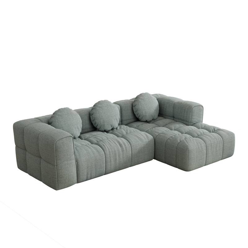 103" Chenille L-Shaped Sectional Sofa with Right Recliner, 3 Pillows and Modular Design