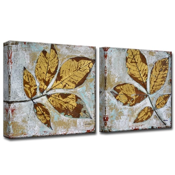 Gilded Autumn Leaves 2 Pc Wrapped Canvas Wall Art Set By Norman Wyatt Jr On Sale Overstock 13254081