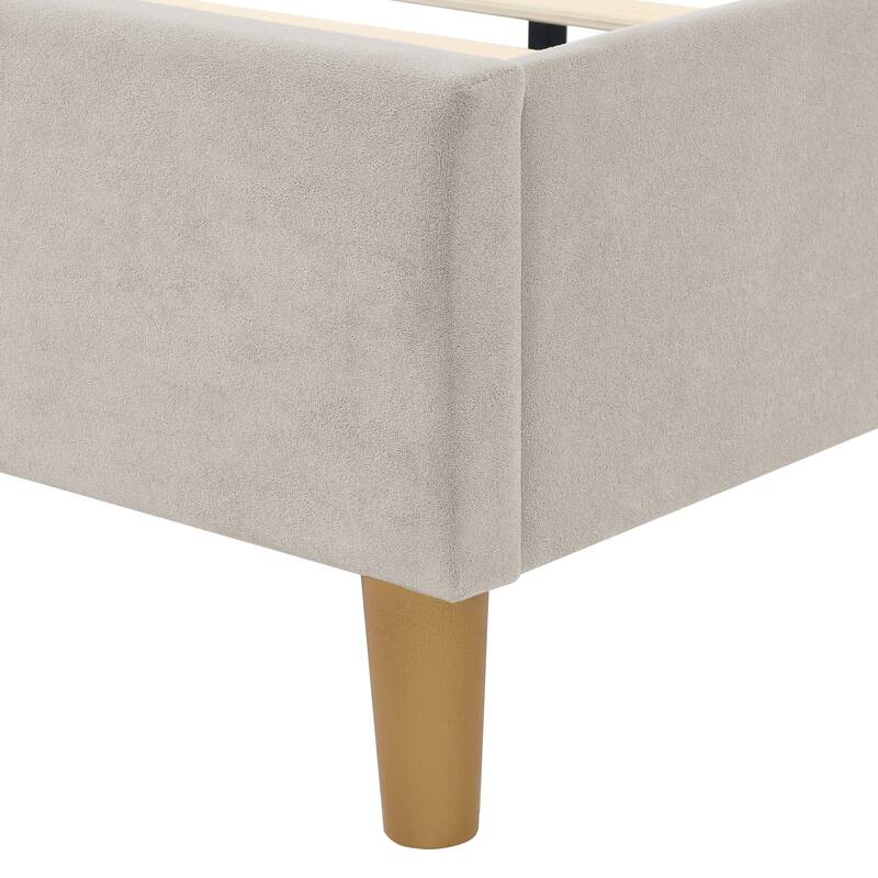 Tufted Upholstered Queen Bed Frame with Curved Headboard