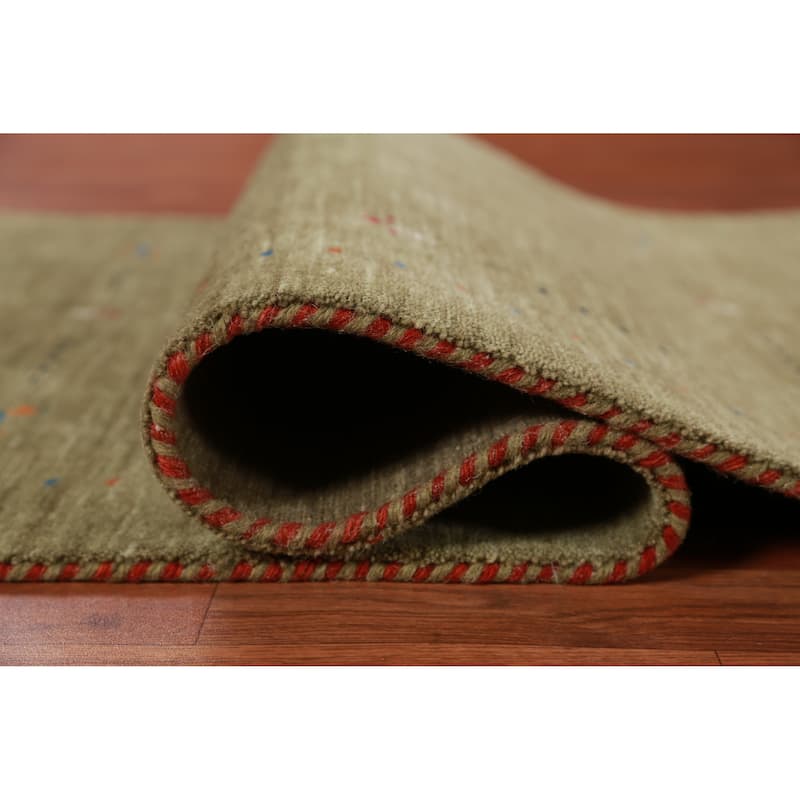 Hand Knotted Oriental 100% Wool Carpet Tribal Tribal Green Gabbeh Area Rug - 5' 0'' X 3' 2''