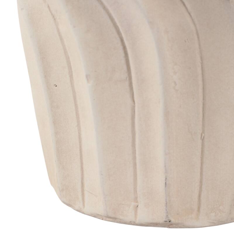 Pottery Jar Wavy Sculpted Tall with Metallic Lid Decorative Accent