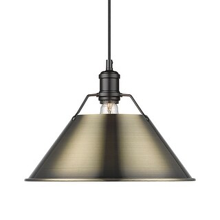Yep by Golden Lighting Orwell 1-light 14in Pendant in Matte Black and Aged Brass shade