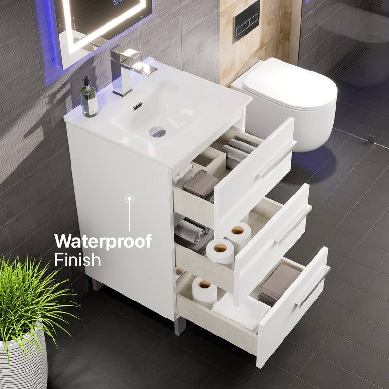 Eviva Deluxe 20"W x 18"D Vanity with White Porcelain Integrated Sink