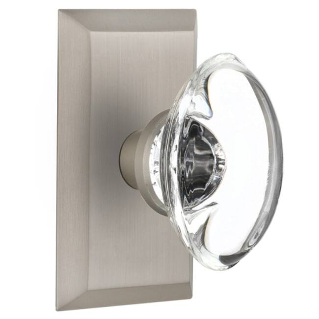 Nostalgic Warehouse Oval Clear Crystal Solid Brass Single Dummy Door