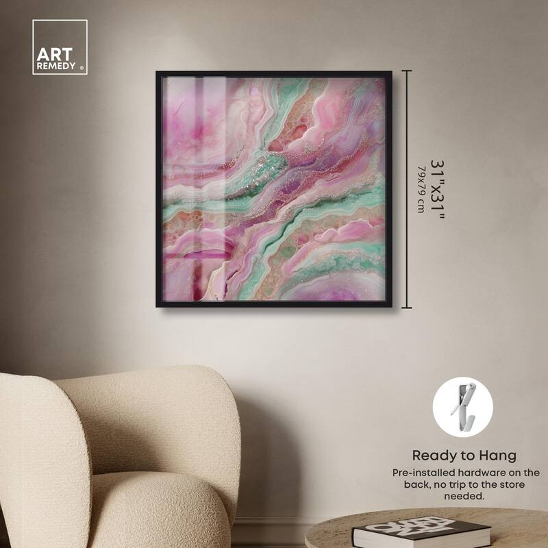 Pink and Mint Crystal IV Shadowbox by Art Remedy