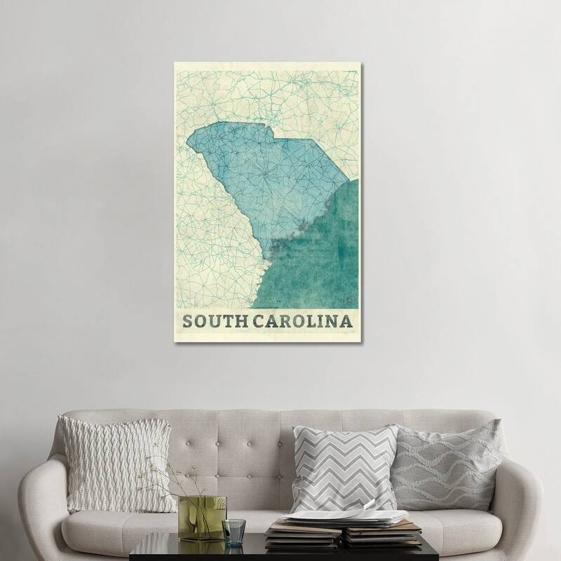 iCanvas "South Carolina Map" by Hubert Roguski Canvas Print - 48x32x1.5