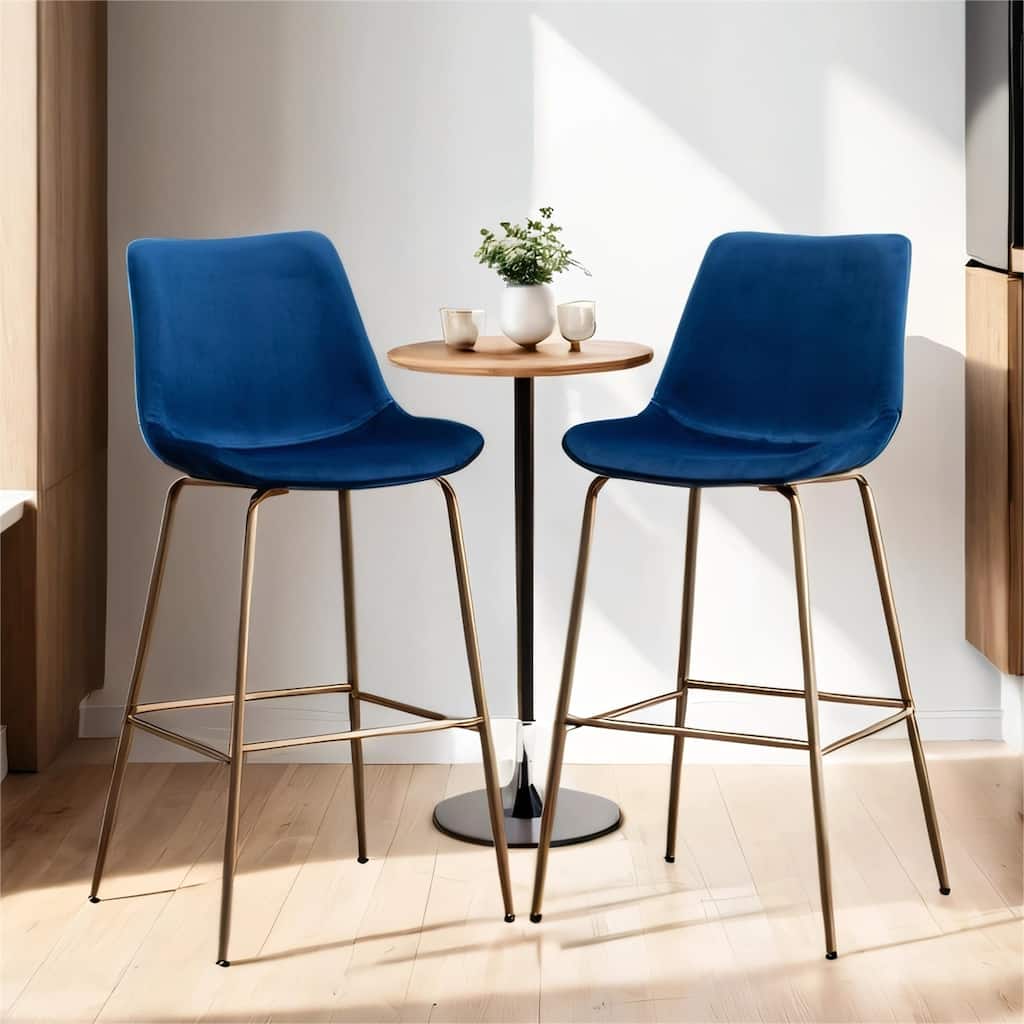 Modern Velvet 26.50 Counter Height Stool, Set of 2