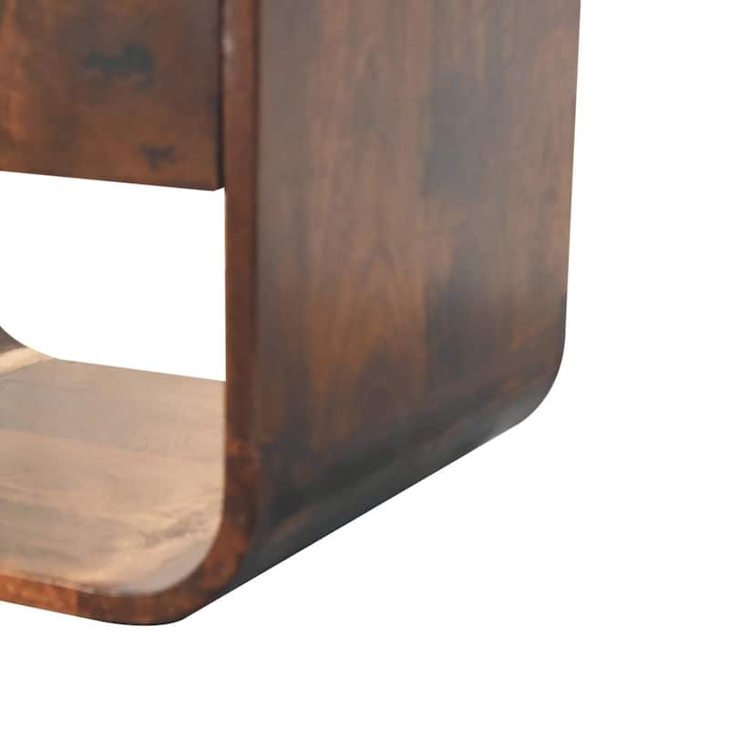 Artisan Furniture Solid Wood California Walnut Curved Edge Bedside, Dark brown, 1 drawer