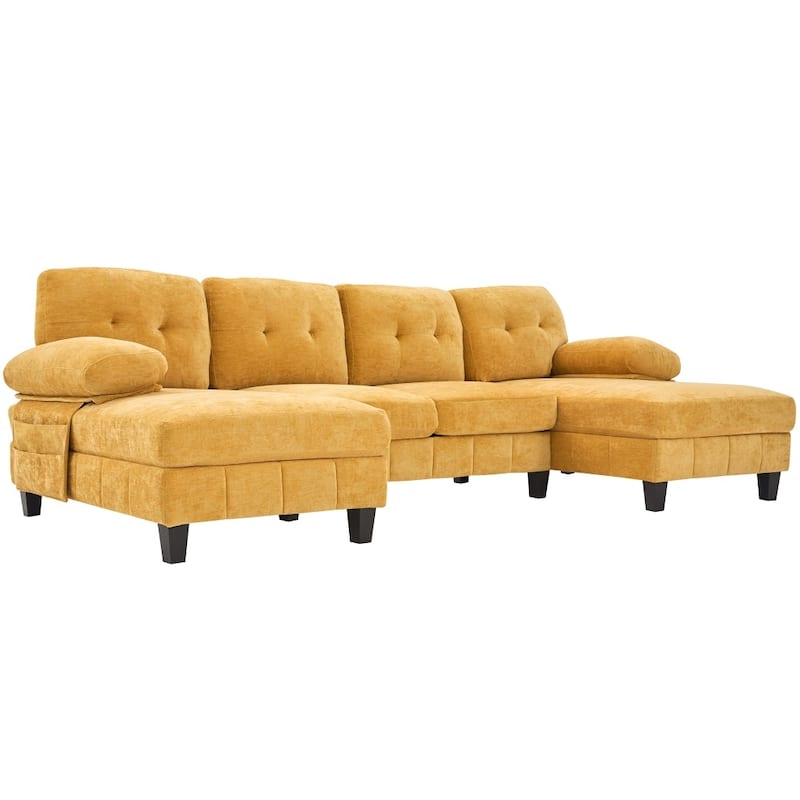 103.5" Chenille Fabric U-shaped Sectional Sofa with Dual Chaise Lounges