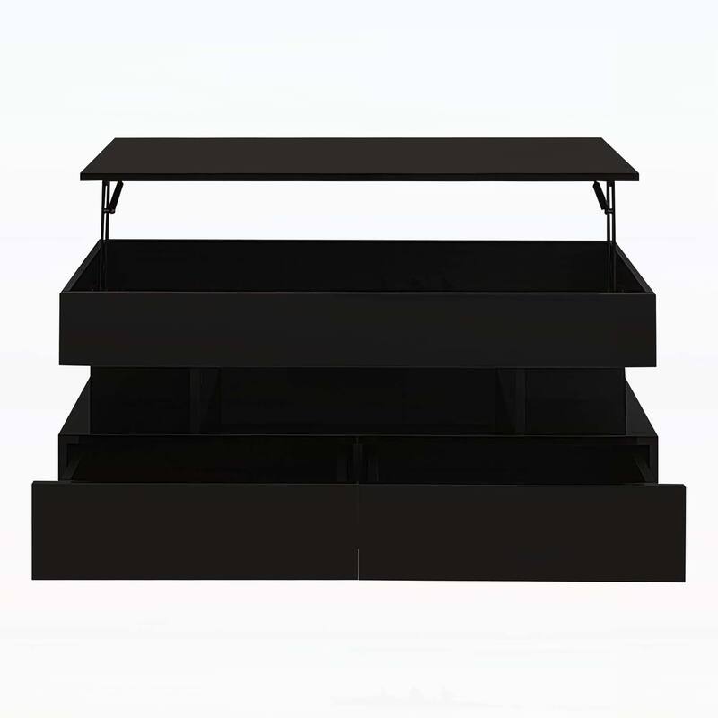 Multi-Functional Lift-Top Coffee Table with 2 Drawers,with High-Gloss Finish for Living Room