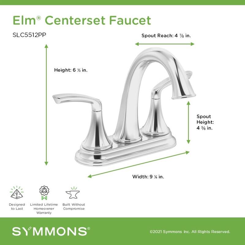 Symmons SLC5512PP Elm 1.0 GPM Centerset Bathroom Faucet with Push Pop