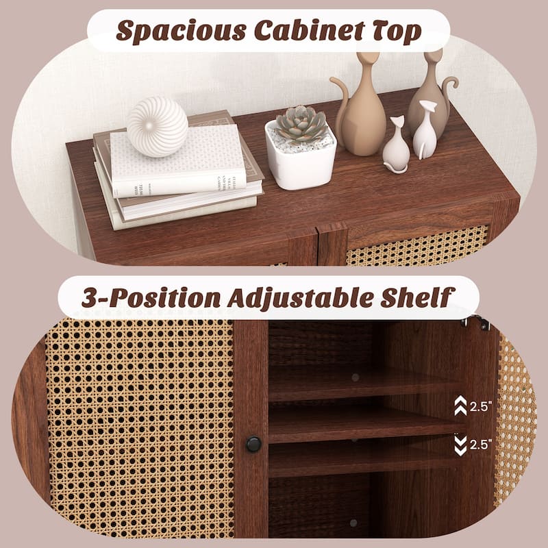 Costway Set of 2 Rattan Buffet Sideboard Wine Cabinet Cupboard - See Details