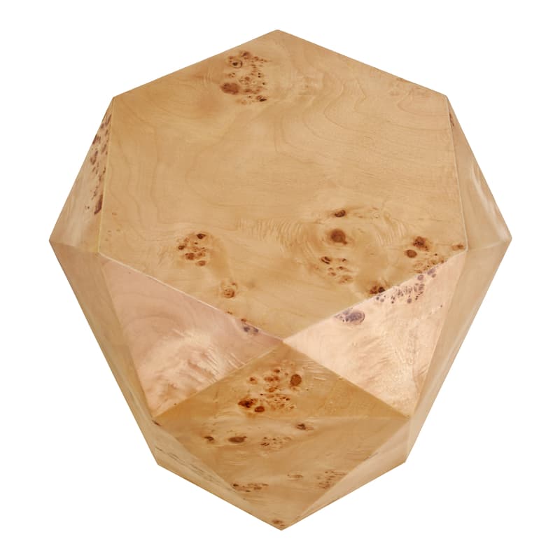 NPD Furniture Malva Burl Wood Geometric Side Table