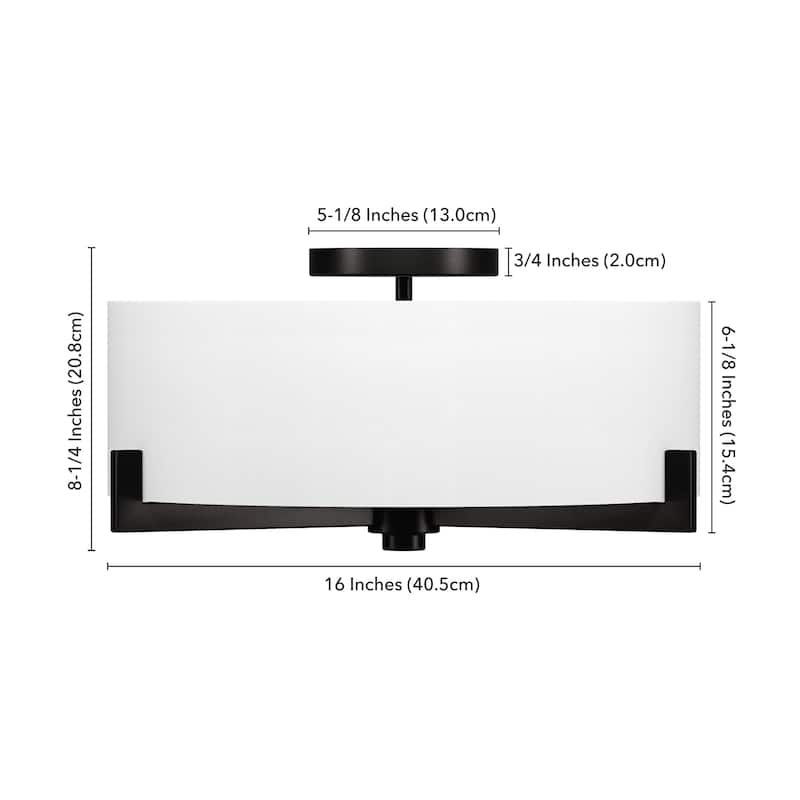 Hamlin 17.63" Wide 2-Light Semi Flush Mount with Fabric Shade