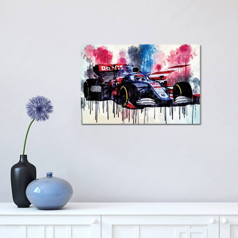iCanvas "Williams Fw43 On Track Raceway 2020 F1 Cars Formula 1" by Sissy Angelastro Canvas Print - 12x18x1.5
