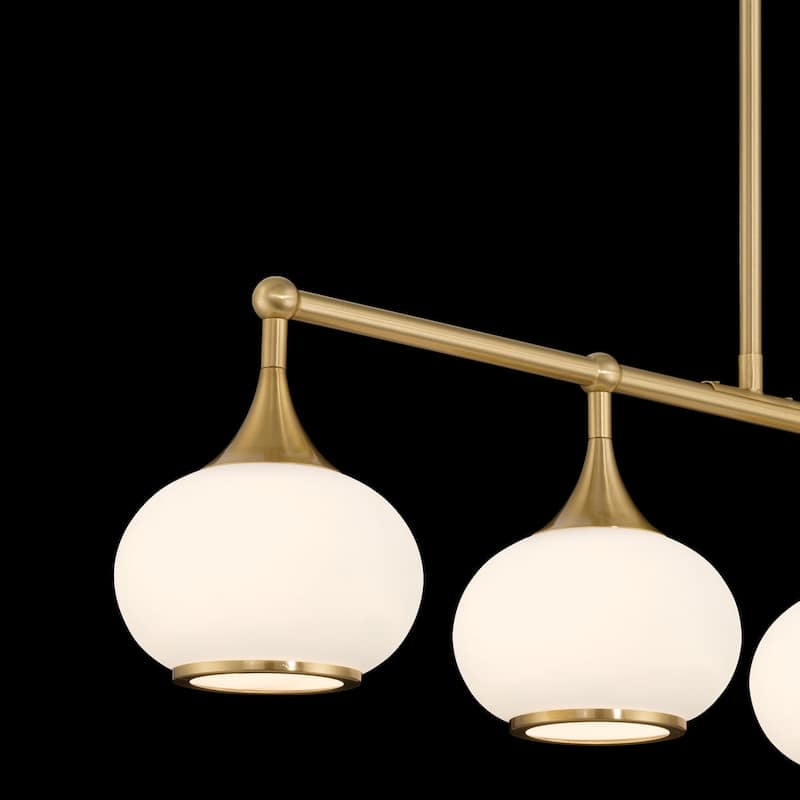 Acroma 5-light Modern Linear Chandelier with Opal Glass Globe Shade Kitchen Island Light
