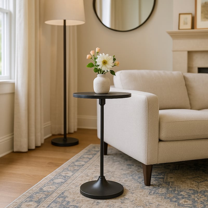 Modern Small Accent End Table with Metal Base - 27"