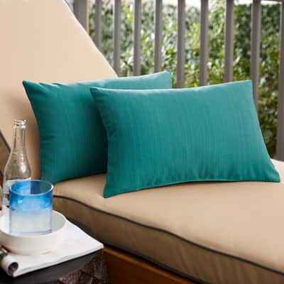 Sunbrella Dupione Deep Sea Indoor/Outdoor Knife Edge Pillow (Set of 2)