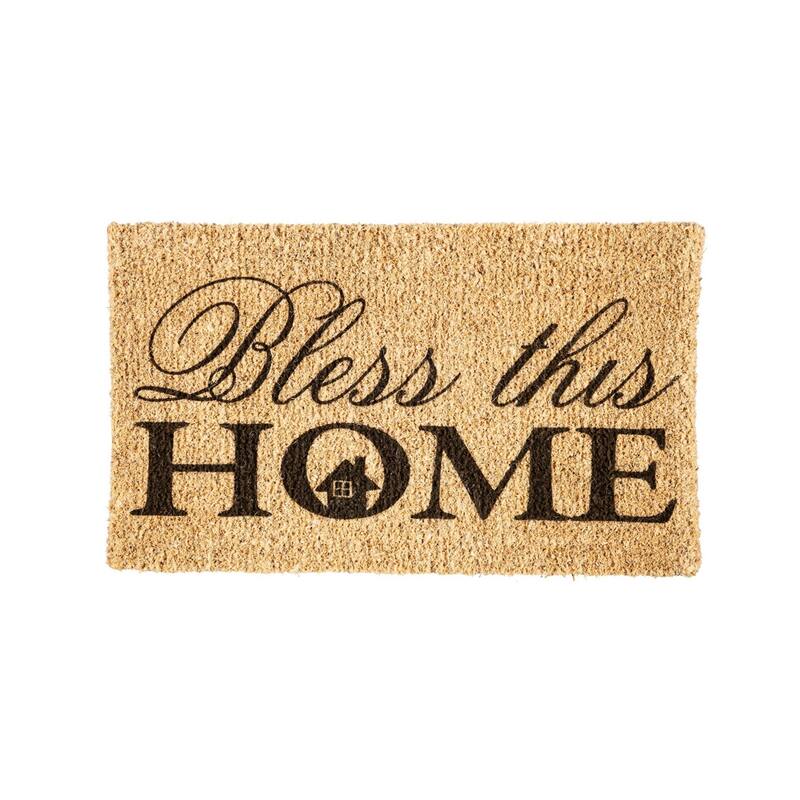 "Bless This Home" Woven Coir Door Mat, 30 x 18"
