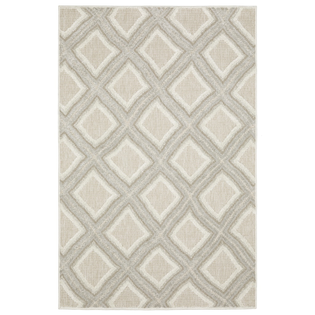 Style Haven Thassos Textured Diamonds Grey/ Beige Mixed Pile Area Rug