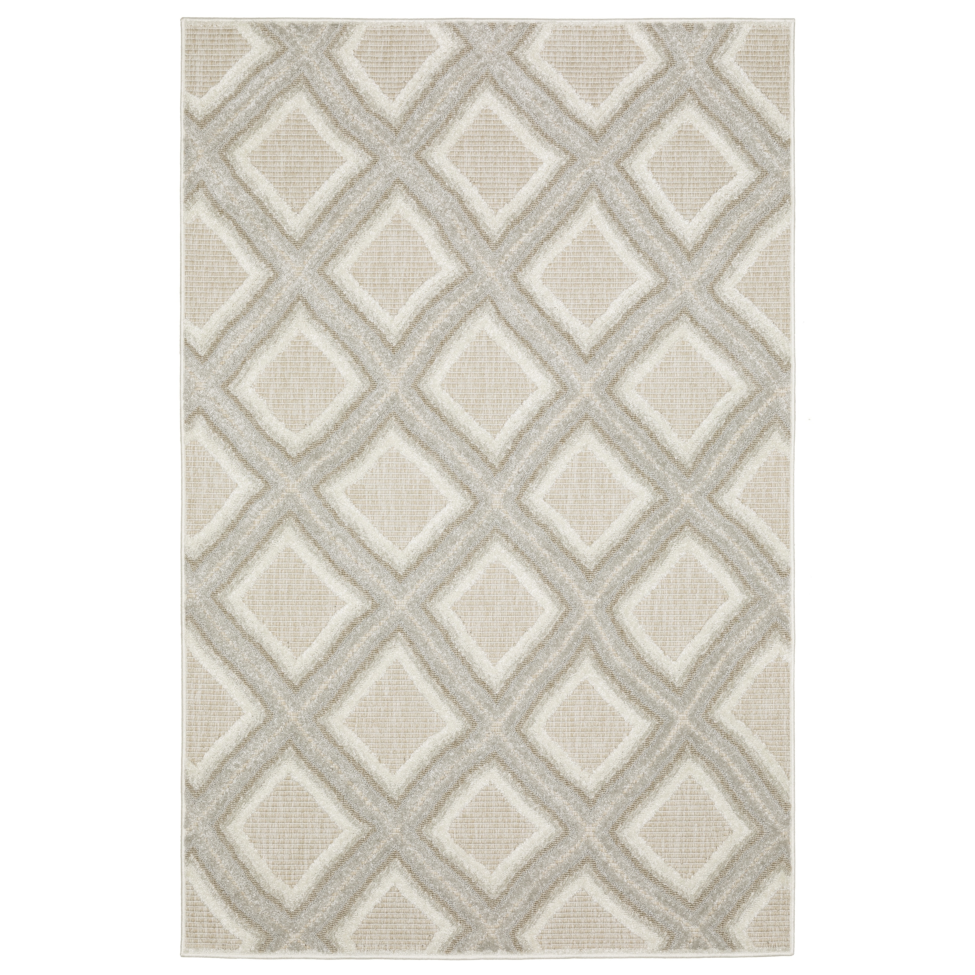 Style Haven Thassos Textured Diamonds Grey/ Beige Mixed Pile Area Rug