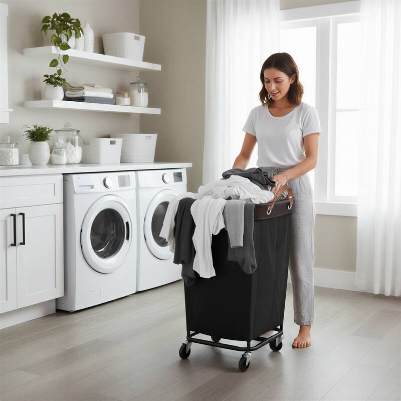 160L Laundry Hamper With Wheels, Large Clothes Laundry Basket With Steel Frame for Home, Closet, Dorm, Bathroom, Laundry Room