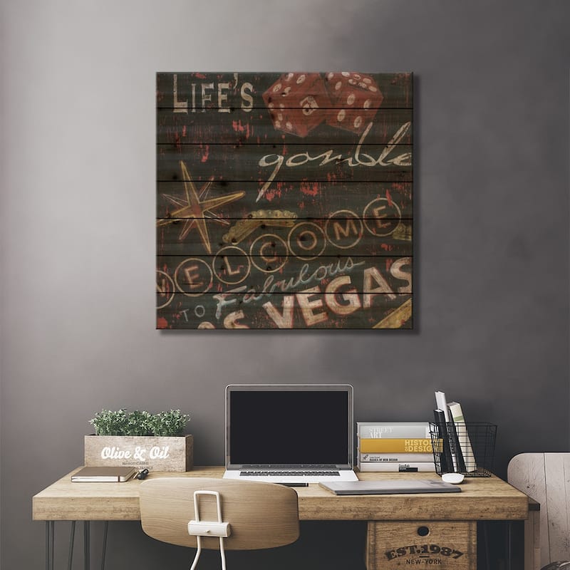Life's a Gamble Print On Wood by Tava Studios - Multi-Color